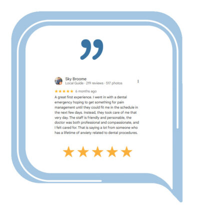 Positive Review for Adam Brown Dentistry by Sky Broome